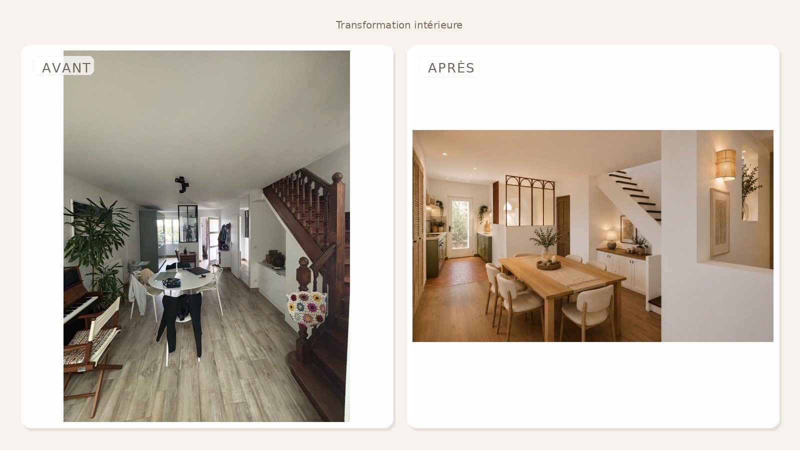 Transformation intérieure avant après